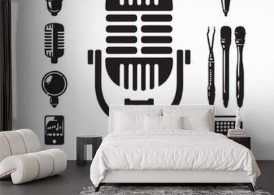 Microphone vector icon, Web design icon. Voice vector icon, Record. Microphone - recording Studio Symbol. Retro microphone icon
 Wall mural