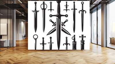 set of swords silhouettes vector illustration Wall mural