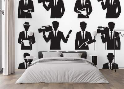 Vector set of reporters illustration Wall mural