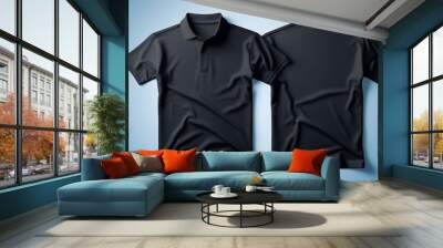 Black t-shirt mockup, front and back. modern casual t-shirt front and back side Wall mural