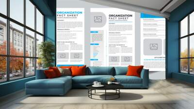 Nonprofit Organization Fact Sheet layout design template with 3 style design concept Wall mural