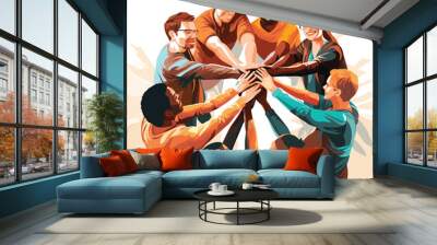 Human hands hold each other teamwork support Wall mural