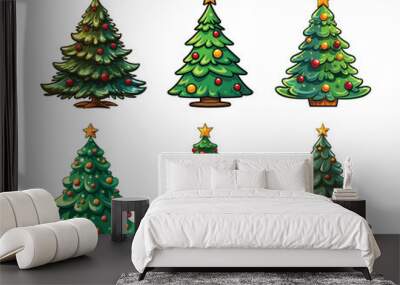 Set of Christmas tree elements vector Wall mural