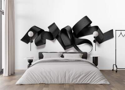 Black ribbon isolated on white background Wall mural