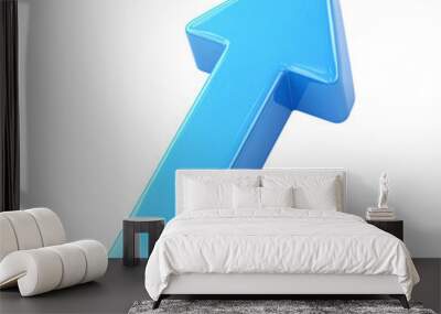  blue arrow up 3d icon cartoon style on white and transparent background. Wall mural