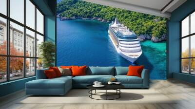 Aerial photograph of a cruise ship in Sea Bay. Wall mural