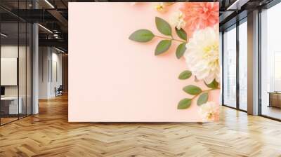 beautiful flowers on light orange backdrop with copy space Wall mural