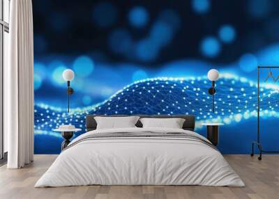 Technology on a backdrop of dark blue with polygonal forms. Create a concept for digital technology. Wall mural