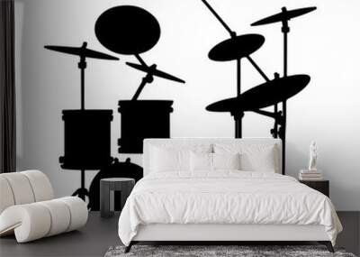 drum kit silhouette vector illustration  Wall mural