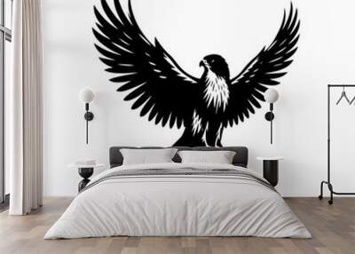 Falcon silhouette silhouette, vector black color silhouette solid white background 1 Wall mural