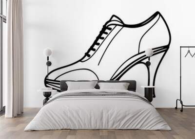 shoe icon silhouette vector illustration , black color silhouette solid white background Wall mural