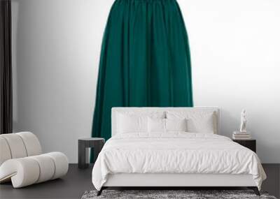  Long green evening maxi dress isolated on white Wall mural