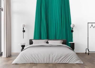 Green pleated organza long skirt isolated over white Wall mural