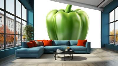 Green Bell Pepper Isolated on White Background Wall mural