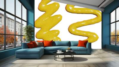 3d render of top view mustard sauce topping spill on transparent background in png format. Wall mural