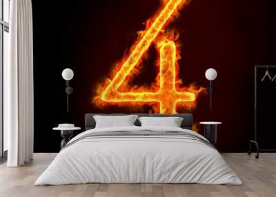 fire numbers, 4 Wall mural