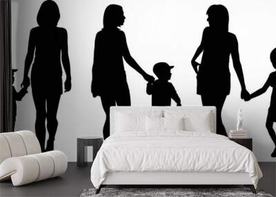 mother with child silhouettes Wall mural