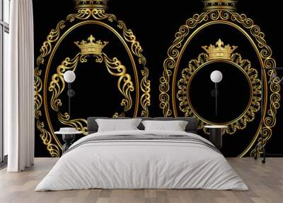 set of golden borders with crown Wall mural