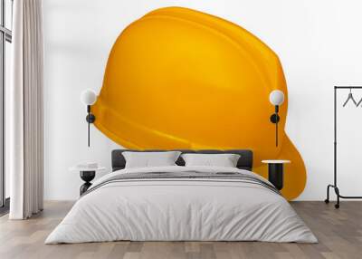 Yellow safety helmet on white background Wall mural