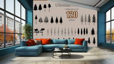 Ultimate Pine collection, 120 detailed, different tree vectors Wall mural