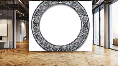 round frame silver color with blue topaz Wall mural