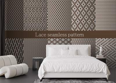 Set of lace seamless pattern. Jacquard Mesh Lace Fabric.  Wall mural