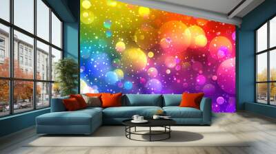 Abstract Colorful Bokeh Background with Overlapping Circles and Tiny Dots Wall mural