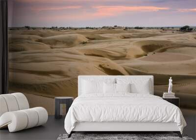 Sunset in Thar desert in rajasthan - India Wall mural