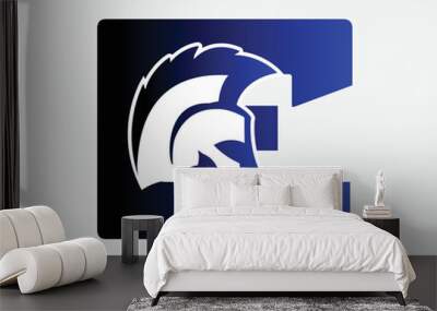 gladiator logo with letter E, spartan gym and fitness icon with letter E Wall mural