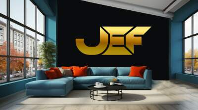 jef j e f alphabet letter logo combination gold creative text dots company vector icon design template Wall mural