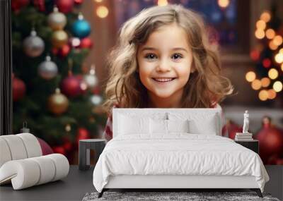 _Portrait_of_funny_happy_child_on_christm_ Wall mural