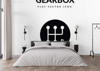 Gearbox black and white flat vector icon design. Gearbox symbol and glyph design Wall mural