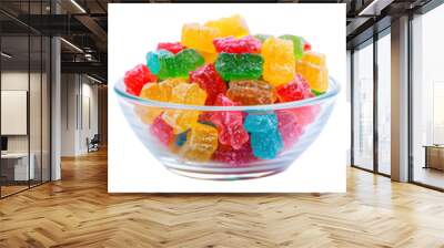 Set of Sour Patch Kids in a glass bowl on transparent background Wall mural