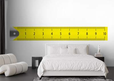 Yellow measuring tape flat vector design on white background Wall mural