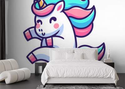 cute dancing unicorn icon character Wall mural