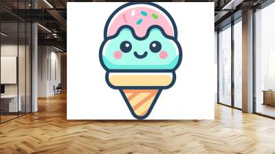 cute ice cream cartoon icon character Wall mural