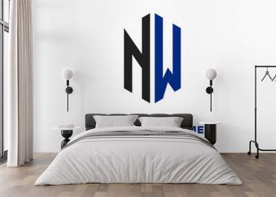 NW Initial Letter Logo Hexagonal Design, initial logo for business, Wall mural