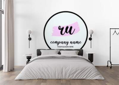 RU Initial handwriting logo template vector Wall mural