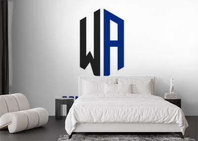 WA Initial Letter Logo Hexagonal Design, initial logo for business, Wall mural