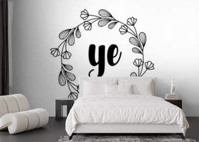 YE Initial handwriting logo template vector  Wall mural