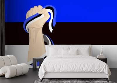 Illustration vector graphic of Estonia independence day with hand holding the Estonia flag. Perfect for independence day celebrations. Banner design  Wall mural