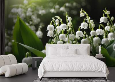 white spring flowers Wall mural