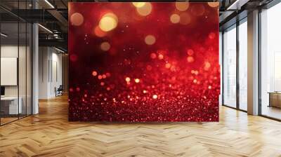 Christmas background red holiday abstract light bokeh and glitter with generative ai Wall mural