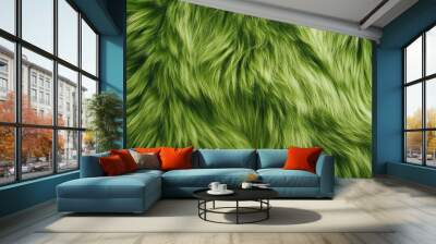 close up green fur pattern with generative ai Wall mural