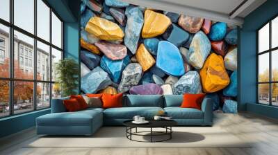 Colorful stones of different shapes. A close up of different colored stones with generative ai Wall mural