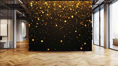 Gold falling down confetti background. Repeated golden dotted glitter pattern. Yellow, orange and golden dots wallpaper. Celebration Christmas, with generative ai Wall mural