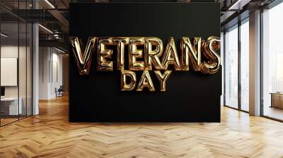 Happy veterans. Vector illustration of the holiday in the form of golden metallic text 