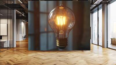 old classic light bulb in front of background - 3D Illustration with generative ai Wall mural