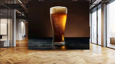 The glass of cold beer. International beer day concept with generative ai Wall mural