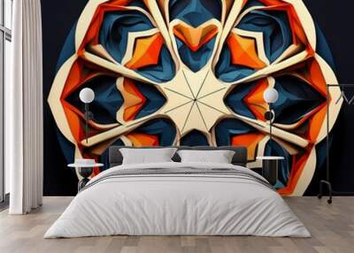 design of a flower with the shape octagon star art decoration element 3d circle sign Wall mural